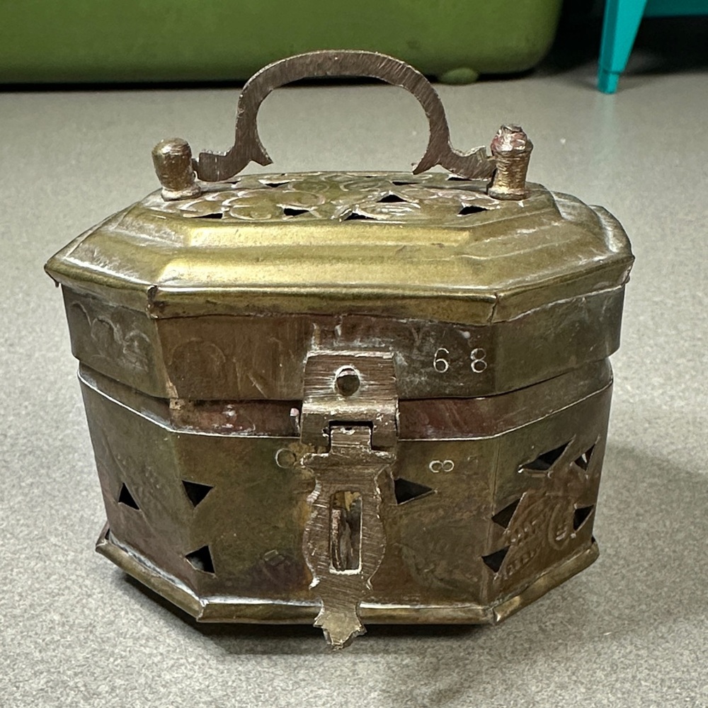 Antique Brass Decorative Box Trinket/ cricket box.